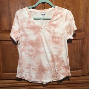 Light Pink Tie Dye V-Neck Tee